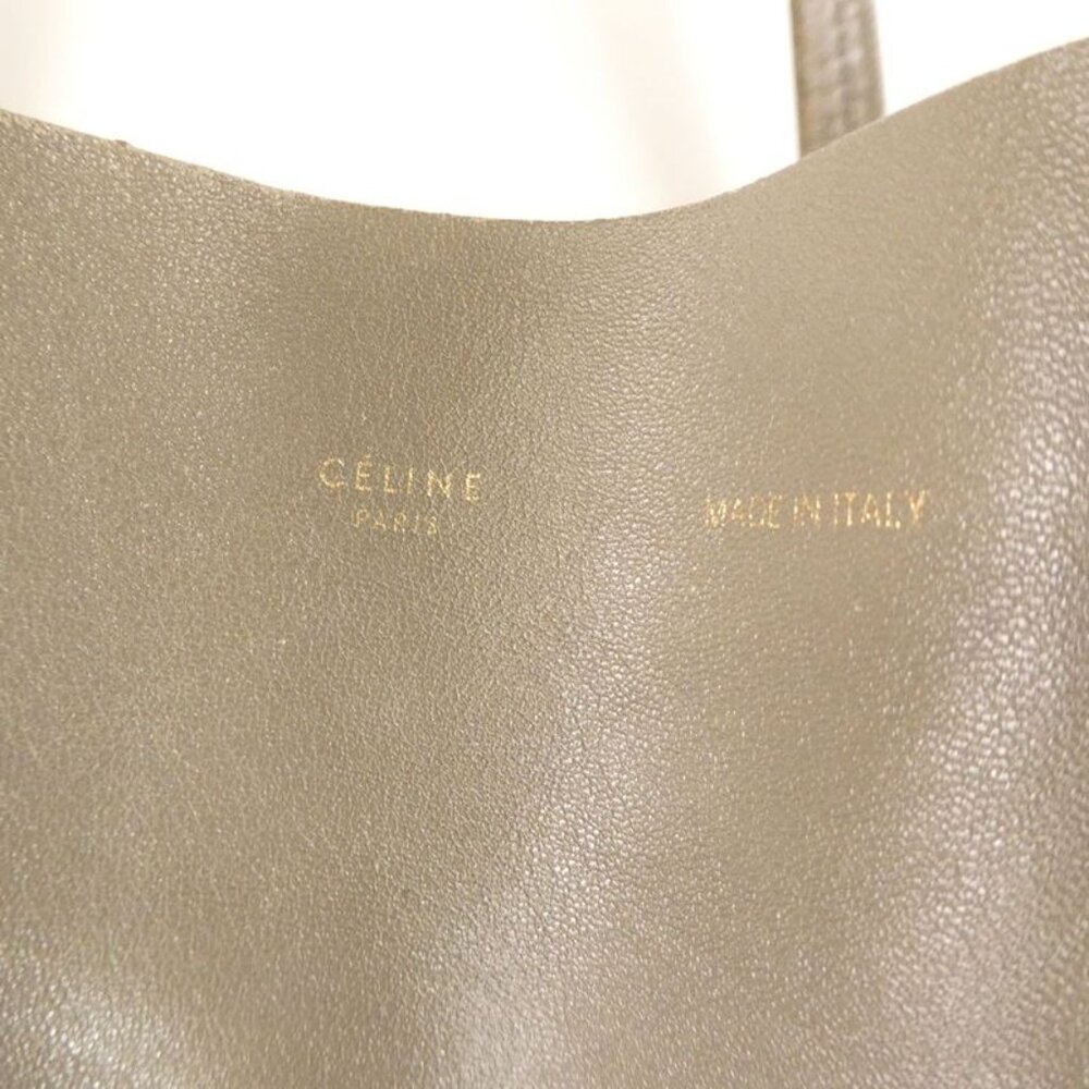 Celine Horizontal Cover Tote Leather Khaki Handbag - Picture 5 of 10